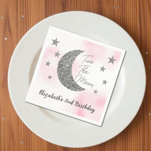 Serviette En Papier Deux à la Lune 2e Anniversaire Serviettes (Créateur téléchargé)