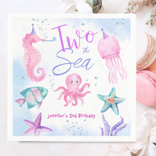 Serviette En Papier Deux à la mer Mermaid 2e anniversaire Joli Océan