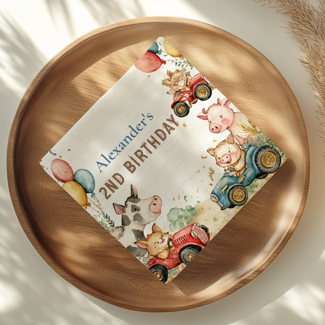 Serviette En Papier Deux animaux de ferme rapides 2e anniversaire (Créateur téléchargé)