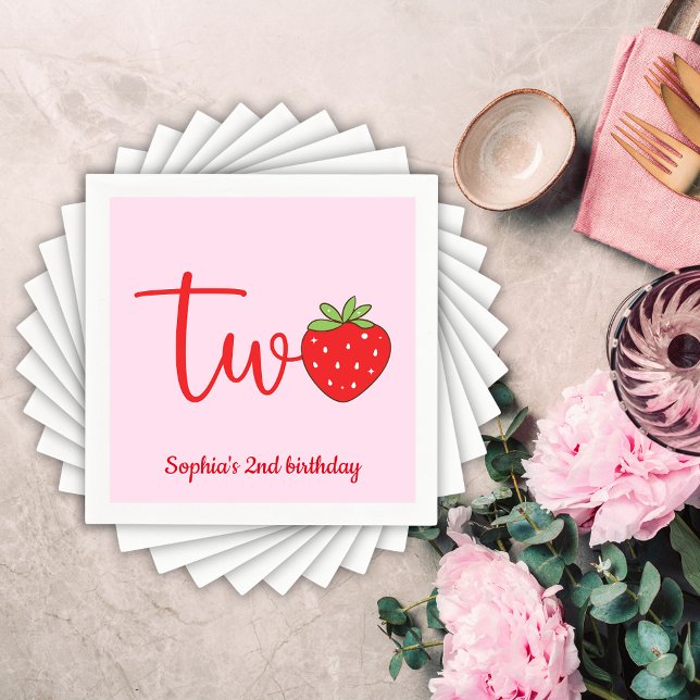 Serviette En Papier Deux Anniversaire Fraise (Créateur téléchargé)