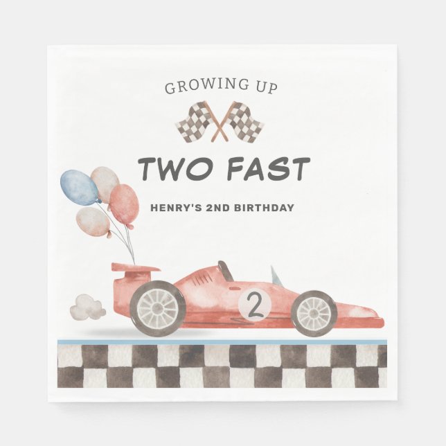Serviette En Papier Deux Anniversaire Rapide Voiture de Course 2ème To (Devant)
