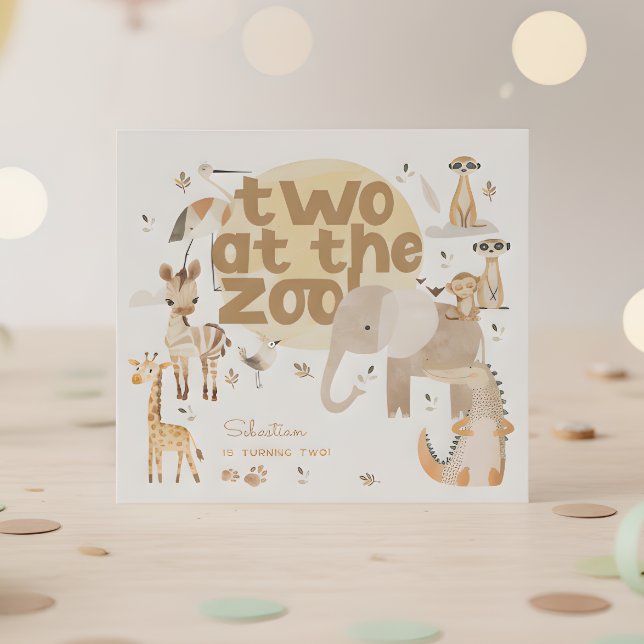 Serviette En Papier Deux au zoo safari animaux anniversaire de enfant (Créateur téléchargé)