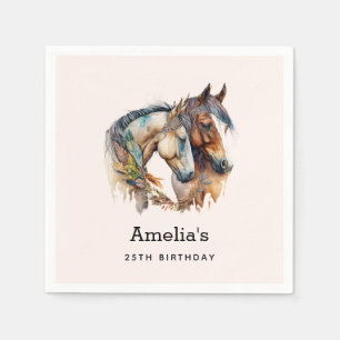 Serviette En Papier Deux beaux chevaux Boho Occidental Anniversaire