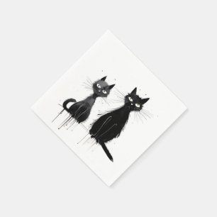 Serviette En Papier Deux chats noirs
