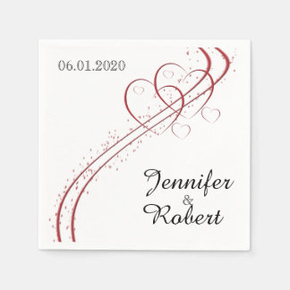 Serviette En Papier Deux Coeurs comme un Mariage Napkin