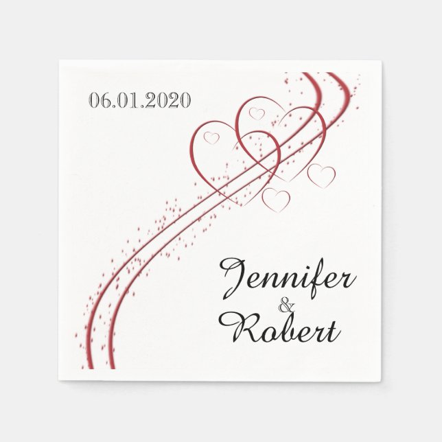 Serviette En Papier Deux Coeurs comme un Mariage Napkin (Devant)