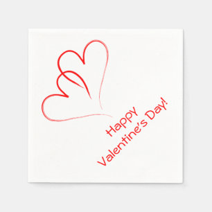 Serviette En Papier Deux cœurs rouges - Joyeuse Saint-Valentin !