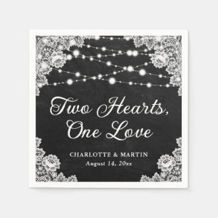 Serviette En Papier Deux Coeurs Un Amour Black Chalkboard Mariage