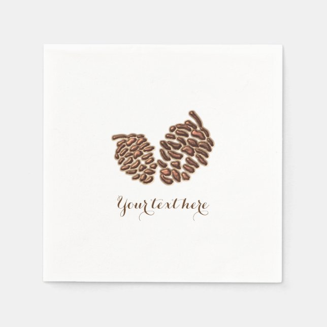 Serviette En Papier Deux cônes de pin rustiques Réception de mariage c (Devant)