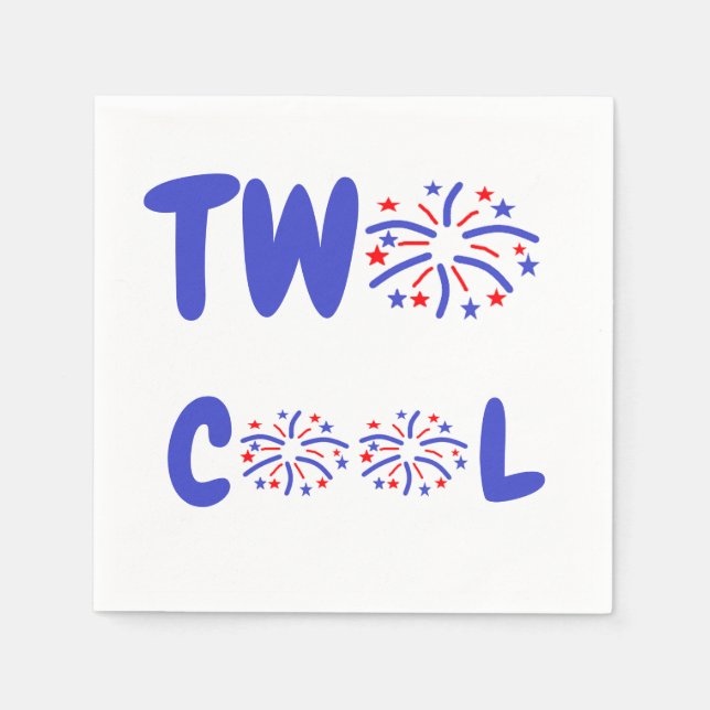 Serviette En Papier Deux Cool feux d'artifice 2e anniversaire (Devant)