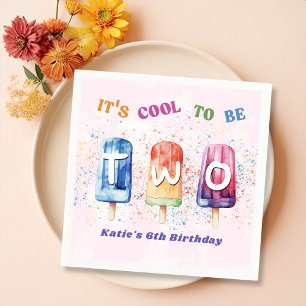 Serviette En Papier Deux Cool Pink Popsicle 2e Anniversaire