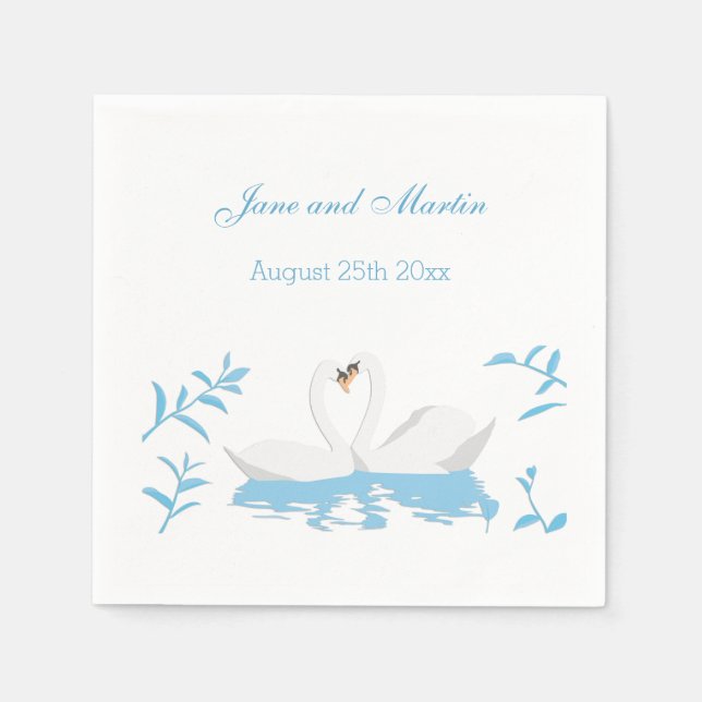 Serviette En Papier Deux cygnes affectueux (Devant)