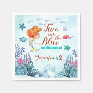 Serviette En Papier Deux dans le bleu Orang Mermaid Girls 2e anniversa
