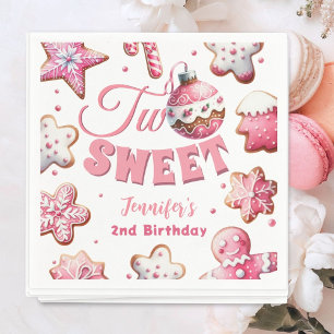 Serviette En Papier Deux douce fille rose biscuit Noël 2e anniversaire