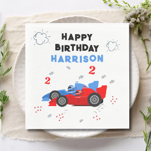 Serviette En Papier Deux Enfants de 2e anniversaire Rapide Racing Cars