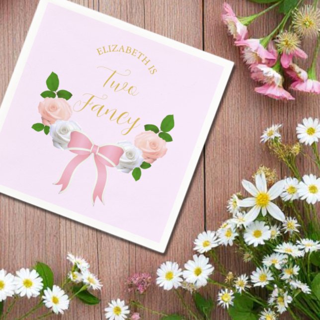 Serviette En Papier Deux Fancy Bow Floral Anniversaire (Créateur téléchargé)