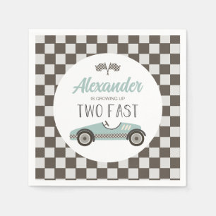 Serviette En Papier Deux Fast blue Race Car Anniversaire