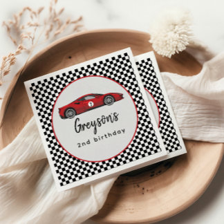Serviette En Papier Deux Fast Race Car Boy 2e fête d'anniversaire