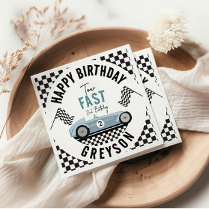 Serviette En Papier Deux Fast Race Car Boy 2e fête d'anniversaire