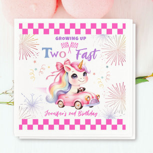 Serviette En Papier Deux Fast Race Pink Car Girl 2e fête d'anniversair