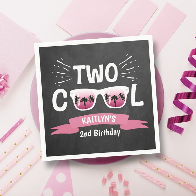 Serviette En Papier Deux filles Cool Chalkboard 2e anniversaire (Créateur téléchargé)