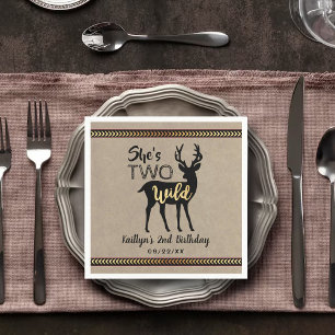 Serviette En Papier Deux Filles sauvages Cerf de bois 2e anniversaire