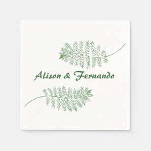 Serviette En Papier Deux fougères vertes serviettes Mariage personnali