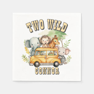 Serviette En Papier Deux garçons sauvages anniversaire animaux safari
