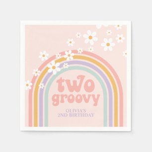 Serviette En Papier deux Groovy Pastel arc-en-ciel 2e anniversaire
