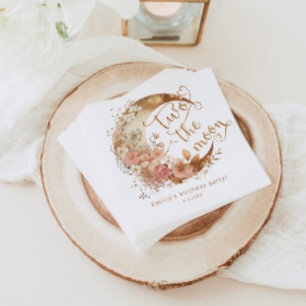 Serviette En Papier Deux la lune or rose fille 2e anniversaire fête