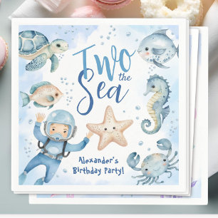 Serviette En Papier Deux La Mer ! Cute Boy Blue Ocean Anniversaire