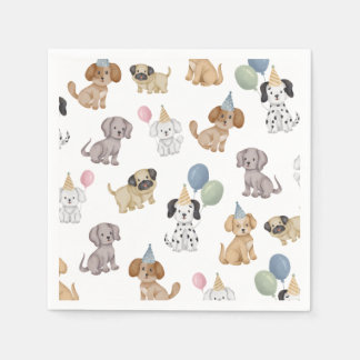 Serviette En Papier Deux laissez les chiens sortir Fête de chiots Serv