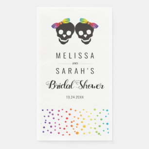 Serviette En Papier Deux mariées confettis couleurs arc-en-ciel mariag