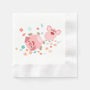 Serviette En Papier Deux mignons cochons en papier de printemps