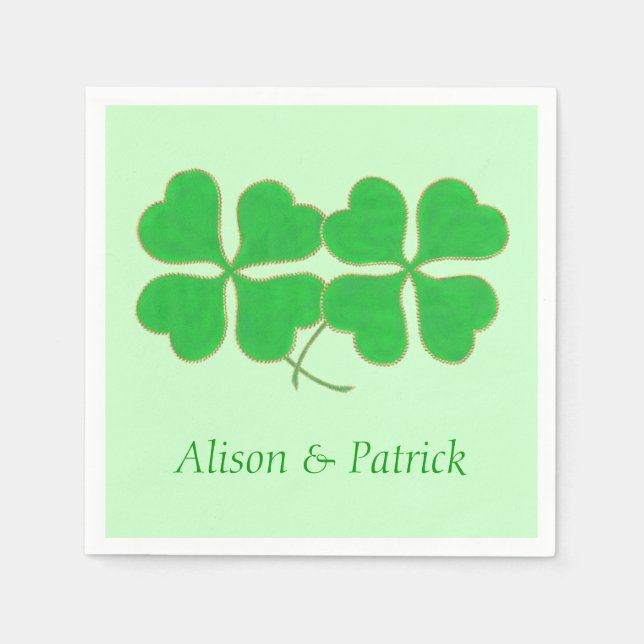 Serviette En Papier Deux Noms de serviettes Shamrock Gold Dot (Devant)
