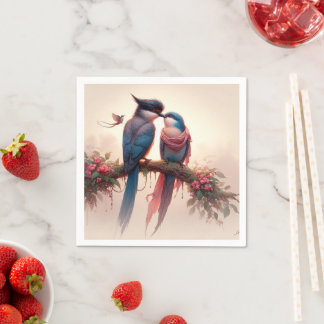 Serviette En Papier Deux oiseaux Flat Carte de remerciements