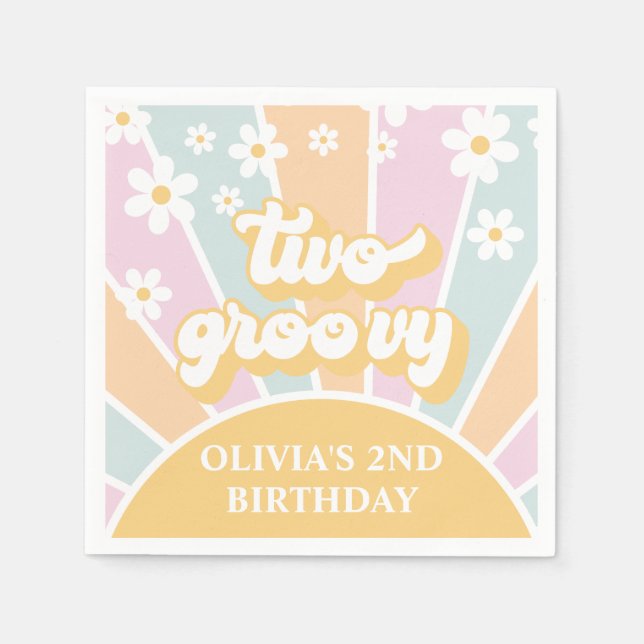 Serviette En Papier Deux pastel Super Retro Sunshine daisy boho (Devant)