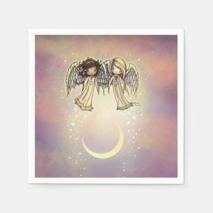 Serviette En Papier Deux petits anges sur une nuit scintillante Art