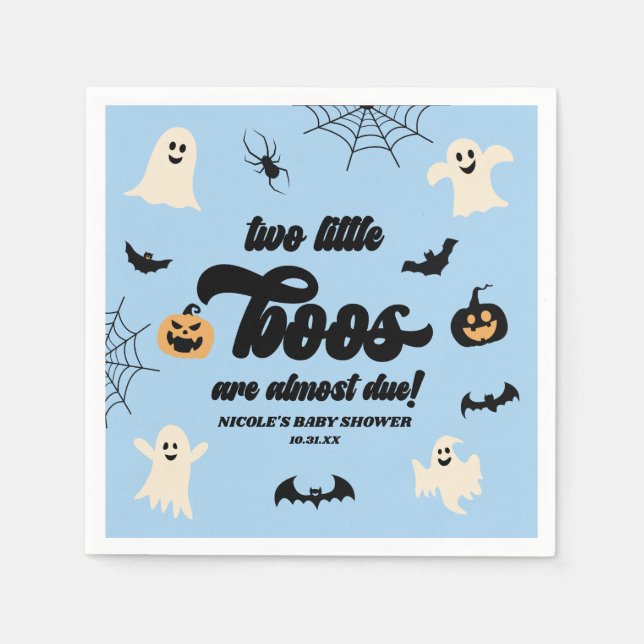 Serviette En Papier Deux petits boos jumeaux Baby shower d'Halloween (Devant)