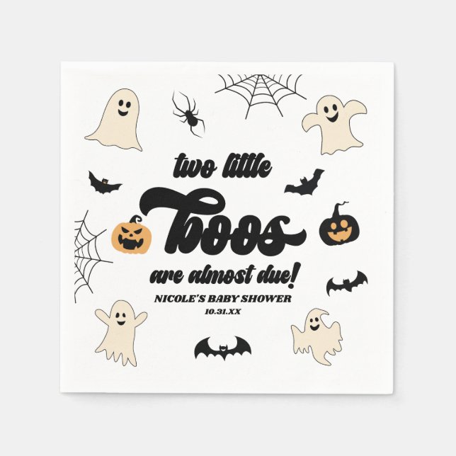 Serviette En Papier Deux petits boos jumeaux Baby shower d'Halloween (Devant)