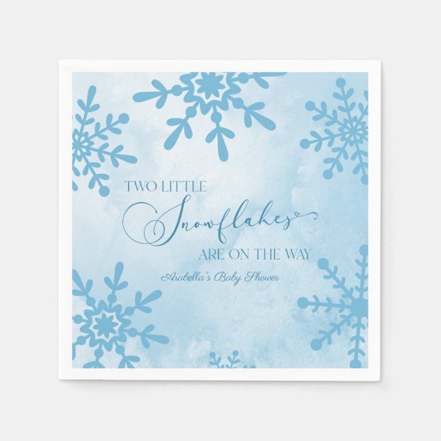 Serviette En Papier Deux petits flocons de neige Baby shower jumeaux d (Devant)
