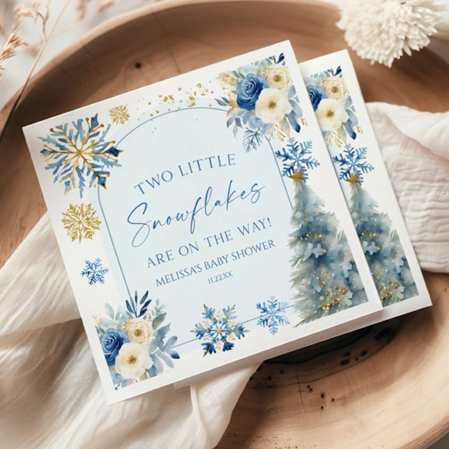 Serviette En Papier Deux petits flocons de neige Baby shower jumeaux d (Créateur téléchargé)