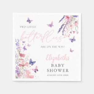 Serviette En Papier Deux Petits Papillons Floral Jumeaux Baby Shower