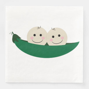 Serviette En Papier Deux petits pois dans un pod Twins Baby
