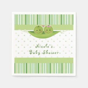 Serviette En Papier Deux petits pois dans une cosse Jumeaux Baby Showe