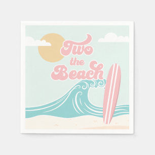 Serviette En Papier Deux plages de Surf rose Beach Anniversaire