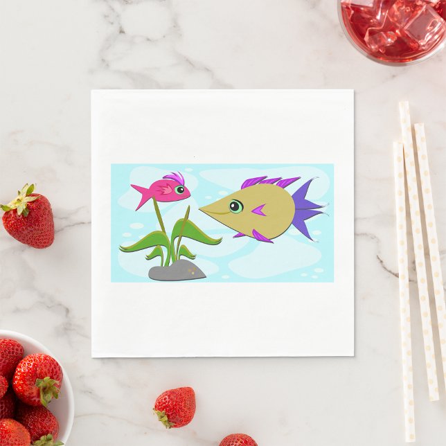 Serviette En Papier Deux poissons colorés (Créateur téléchargé)