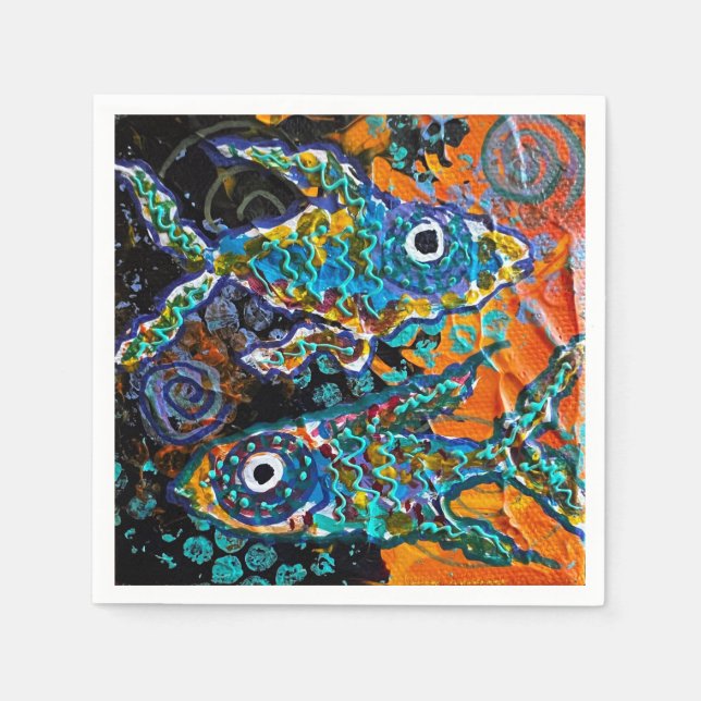 Serviette En Papier Deux poissons Naples (Devant)