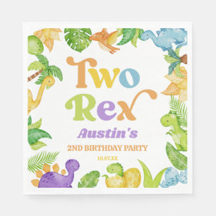 Serviette En Papier Deux Rex Dinosaur 2ème fête d'anniversaire