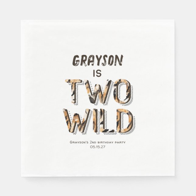 Serviette En Papier Deux sauvages Safari Animaux bébé garçon 2e annive (Devant)